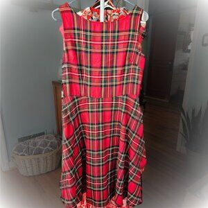 Vintage Blue Enchantress Plaid Tartan Red Sleeveless Dress Women L
